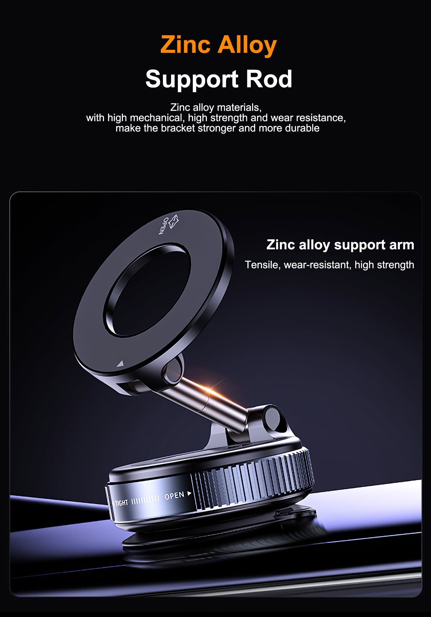 حامل هاتف مغناطيسي معدني بقاعدة شفط 360°